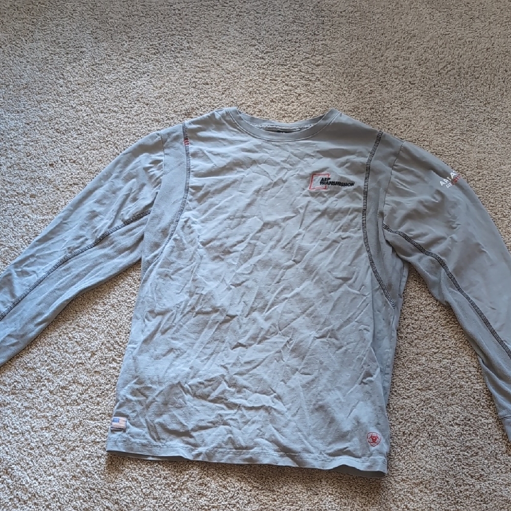Mens CAT 2 FR Ariat Light Gray Long Sleeve Work Shirt